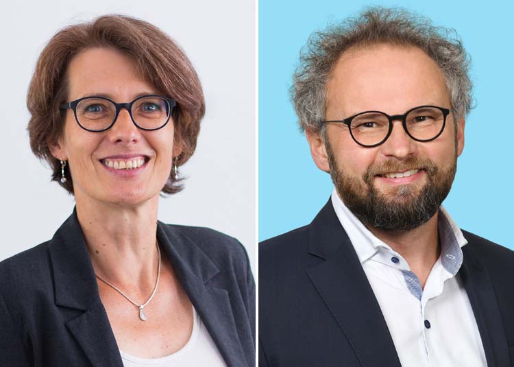 Andrea Wolff, Geschäftsführerin der Landeszentrale für Gesundheit in Bayern e. V. (links) und Martin Heyn, Leiter des Bayerischen Zentrums für Prävention und Gesundheitsförderung (ZPG) am Landesamt für Gesundheit und Lebensmittelsicherheit (LGL) (rechts)