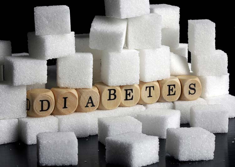 Zuckerwürfel und Würfel buchstabieren Diabetes